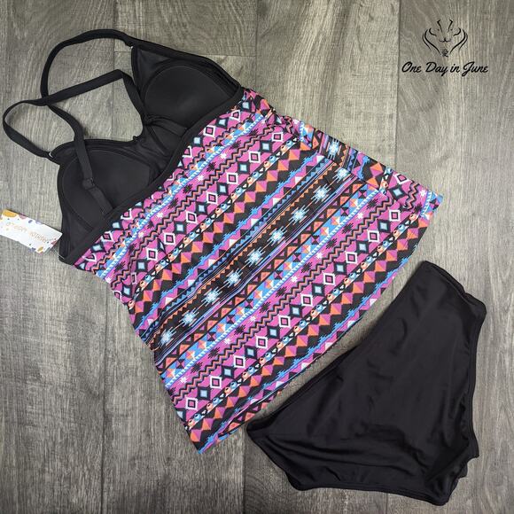 ALove Tribal Tankini Swimsuit Size L - Picture 5 of 5